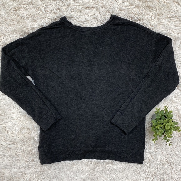 A New Day Twist Hem Sweatshirt 💗 Charcoal Gray - Picture 6 of 15